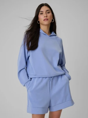 4F Bluza dresowa regular z kapturem damska - granatowa XL