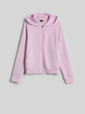 4F Bluza dresowa regular z kapturem damska - różowa XL