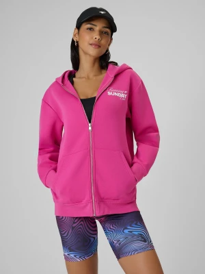4F Bluza dresowa regular z kapturem damska - różowa M