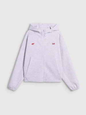 4F Bluza dresowa regular z kapturem damska - szara L