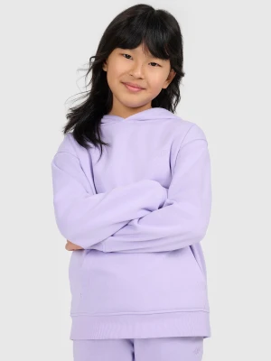 4F Bluza dresowa regular z kapturem dziewczęca - fioletowa 146 (10-11 lat)