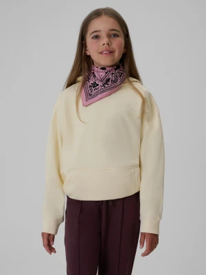 4F Bluza dresowa regular z kapturem dziewczęca - kremowa 158/164 (12-14 lat) Kremowy