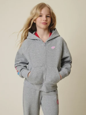 4F Bluza dresowa regular z kapturem dziewczęca - szara 164 (13-14 lat)
