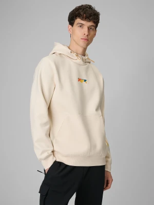 4F Bluza dresowa regular z kapturem męska - beżowa L