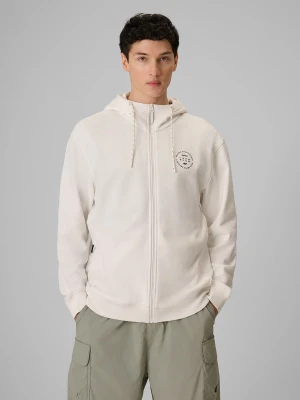 4F Bluza dresowa regular z kapturem męska - biała XL