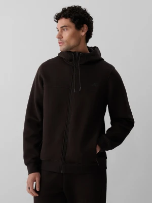 4F Bluza dresowa regular z kapturem męska - brązowa L