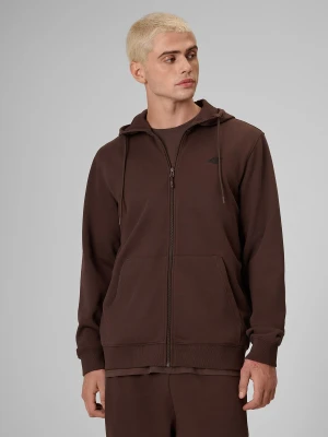 4F Bluza dresowa regular z kapturem męska - brązowa M