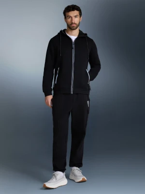4F Bluza dresowa regular z kapturem męska - czarny L