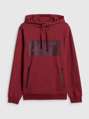 4F Bluza dresowa regular z kapturem męska - czerwona L