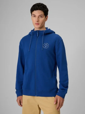 4F Bluza dresowa regular z kapturem męska - niebieska S