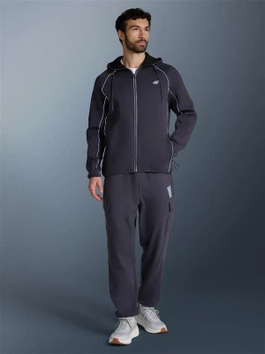 4F Bluza dresowa regular z kapturem męska - szara L