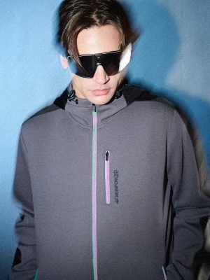 4F Bluza dresowa regular z kapturem męska - szara XL