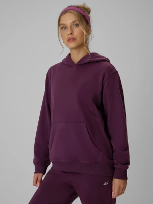 4F Bluza dresowa relaxed z kapturem damska - fioletowa M