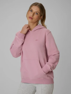 4F Bluza dresowa relaxed z kapturem damska - różowa XL