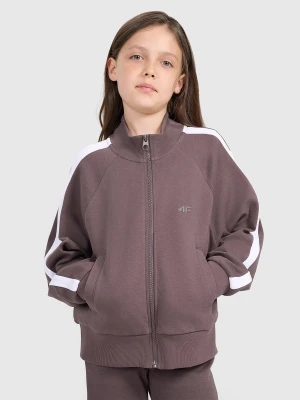 4F Bluza dresowa rozpinana bez kaptura dziewczęca - brązowa 146 (10-11 lat)