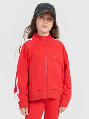 4F Bluza dresowa rozpinana bez kaptura dziewczęca - czerwona 128 (7-8 lat)