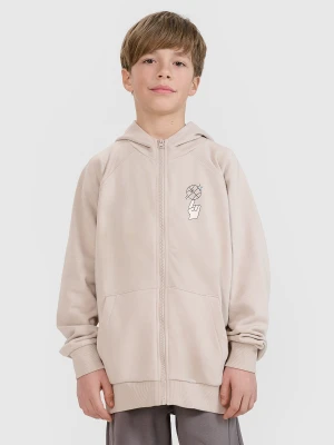 4F Bluza dresowa rozpinana z kapturem chłopięca - beżowa 158 (12-13 lat)