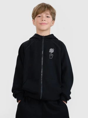 4F Bluza dresowa rozpinana z kapturem chłopięca - czarna 122 (6-7 lat)
