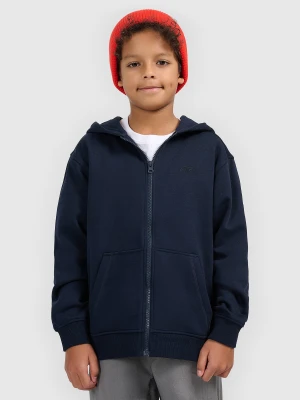 4F Bluza dresowa rozpinana z kapturem chłopięca - granatowa 122 (6-7 lat)