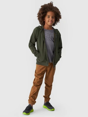 4F Bluza dresowa rozpinana z kapturem chłopięca - khaki 122 (6-7 lat)