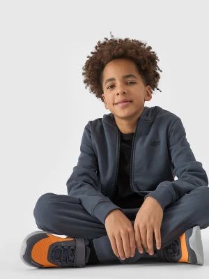 4F Bluza dresowa rozpinana z kapturem chłopięca - szara 122 (6-7 lat)