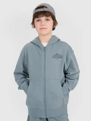4F Bluza dresowa rozpinana z kapturem chłopięca - turkusowa 122 (6-7 lat)