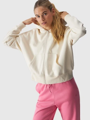 4F Bluza dresowa rozpinana z kapturem damska - beżowa XXL