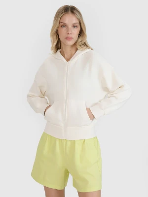 4F Bluza dresowa rozpinana z kapturem damska - biała M