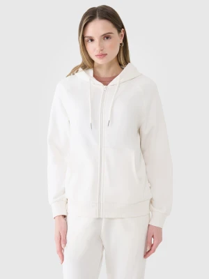 4F Bluza dresowa rozpinana z kapturem damska - biała XXL