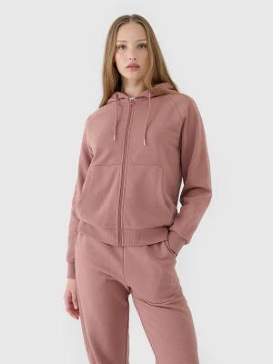 4F Bluza dresowa rozpinana z kapturem damska - brązowa XL