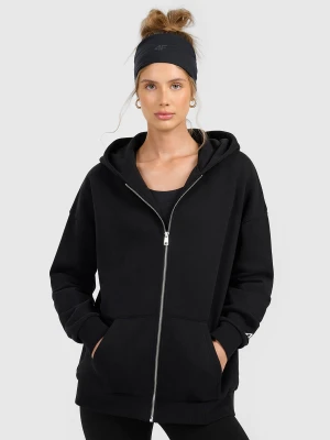 4F Bluza dresowa rozpinana z kapturem damska - czarna L