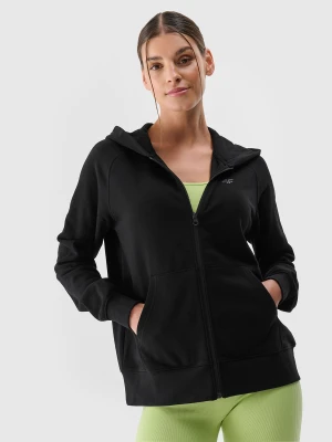 4F Bluza dresowa rozpinana z kapturem damska - czarna XL