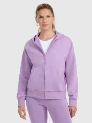 4F Bluza dresowa rozpinana z kapturem damska - fioletowa S