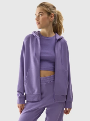 4F Bluza dresowa rozpinana z kapturem damska - fioletowa M
