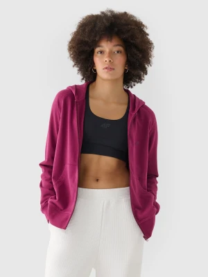 4F Bluza dresowa rozpinana z kapturem damska - fioletowa L