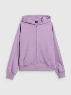 4F Bluza dresowa rozpinana z kapturem damska - fioletowa L