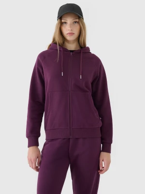 4F Bluza dresowa rozpinana z kapturem damska - fioletowa S