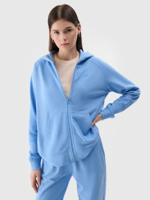 4F Bluza dresowa rozpinana z kapturem damska - niebieska M