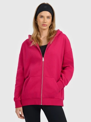 4F Bluza dresowa rozpinana z kapturem damska - różowa XL