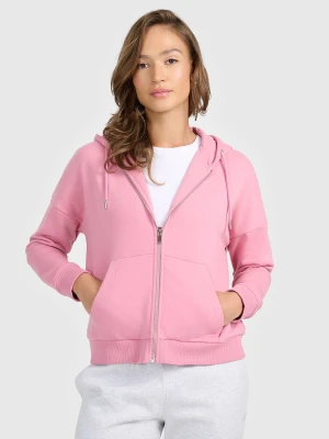 4F Bluza dresowa rozpinana z kapturem damska - różowy L