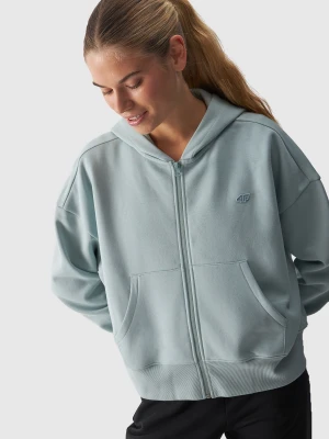 4F Bluza dresowa rozpinana z kapturem damska - turkusowa M