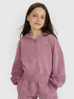 4F Bluza dresowa rozpinana z kapturem dziewczęca 4F JUNIOR x Anna Lewandowska - różowa 140 (9-10 lat)