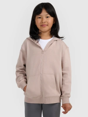 4F Bluza dresowa rozpinana z kapturem dziewczęca - beżowa 152 (11-12 lat)