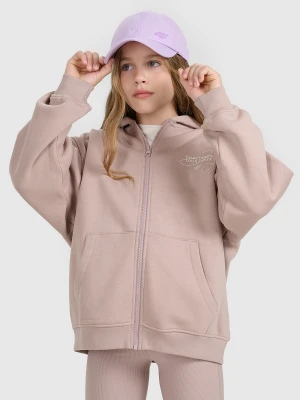 4F Bluza dresowa rozpinana z kapturem dziewczęca - beżowa 164 (13-14 lat)