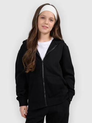 4F Bluza dresowa rozpinana z kapturem dziewczęca - czarna 122 (6-7 lat)