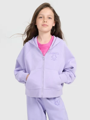 4F Bluza dresowa rozpinana z kapturem dziewczęca - fioletowa 122 (6-7 lat)