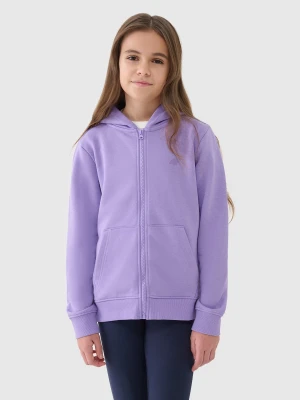 4F Bluza dresowa rozpinana z kapturem dziewczęca - fioletowa 128 (7-8 lat)