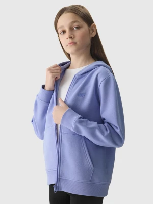 4F Bluza dresowa rozpinana z kapturem dziewczęca - fioletowa 146 (10-11 lat)