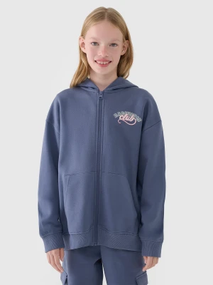 4F Bluza dresowa rozpinana z kapturem dziewczęca - granatowa 146 (10-11 lat)