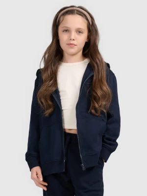 4F Bluza dresowa rozpinana z kapturem dziewczęca - granatowa 140 (9-10 lat)